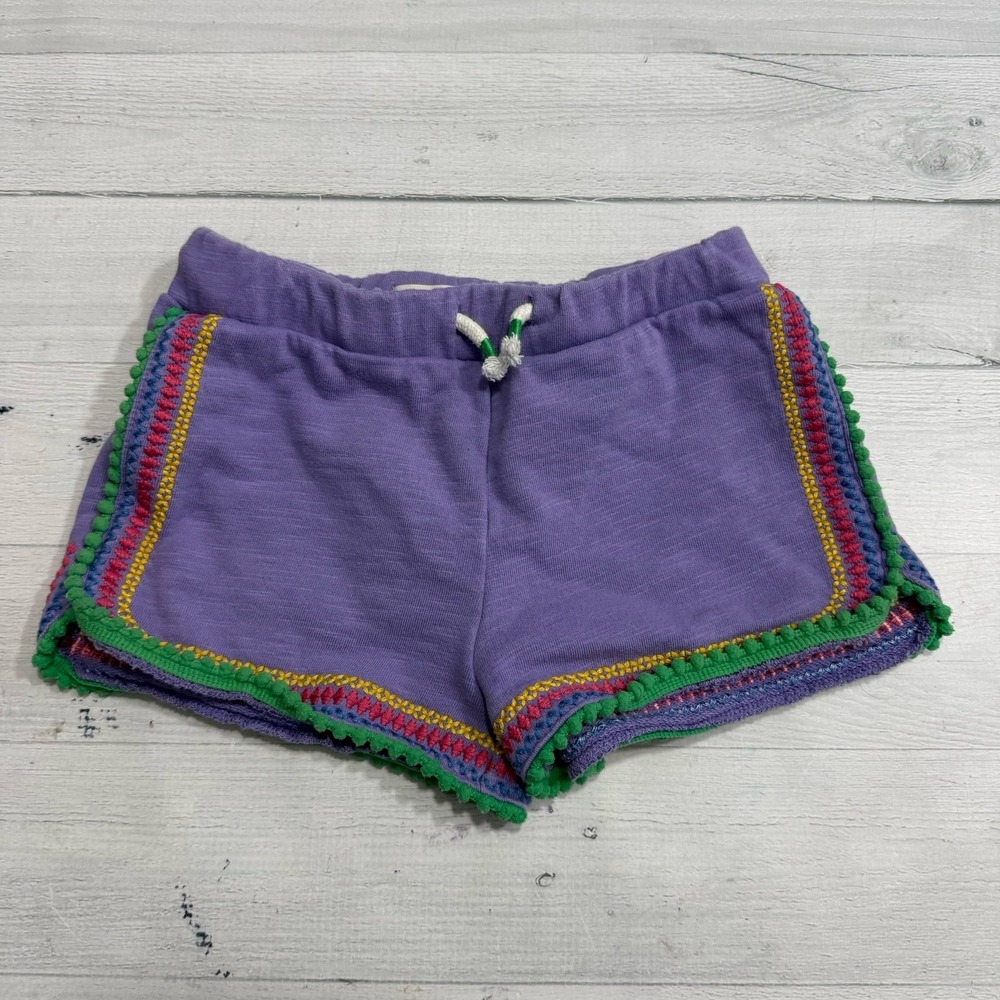 Mini Boden girls purple shorts colorful trim size 6 year